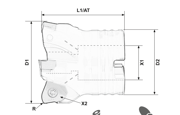 Kótovaný nákres AURA® TRIHF22